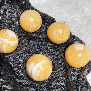 Orange calcite spheres